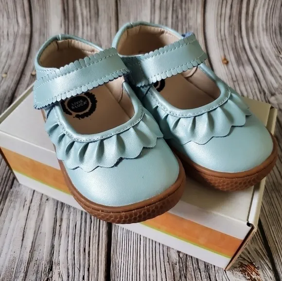 Livie and Luca Ruche Shoes Blue Shimmer New