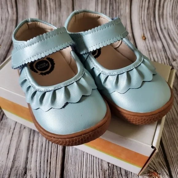 Livie and Luca Ruche Shoes Blue Shimmer New