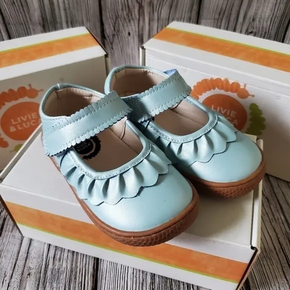 Livie and Luca Ruche Shoes Blue Shimmer New