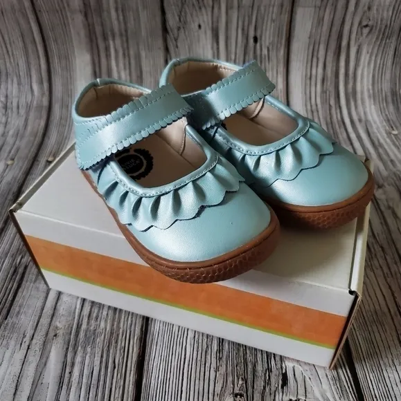 Livie and Luca Ruche Shoes Blue Shimmer New