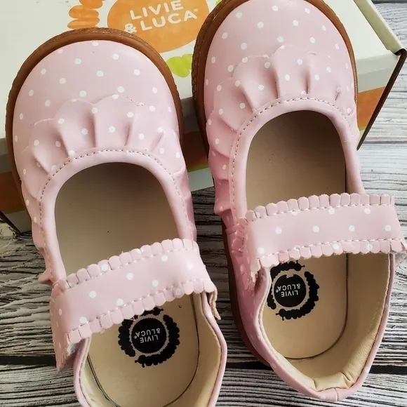 Livie and Luca Ruche Shoes Sandals Polka Dot NIB