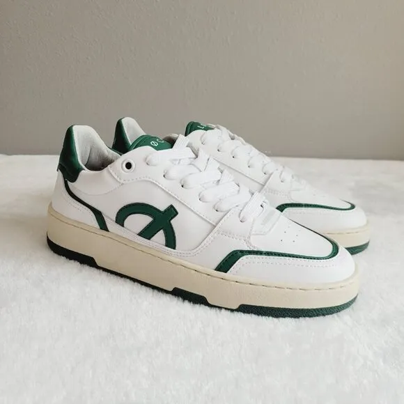 LOCI | Neo Low Top Casual Sneaker With Cork and Foam Insole in White &amp; Green