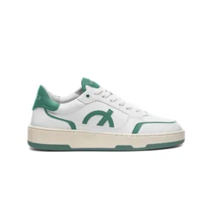 LOCI | Neo Low Top Casual Sneaker With Cork and Foam Insole in White &amp; Green