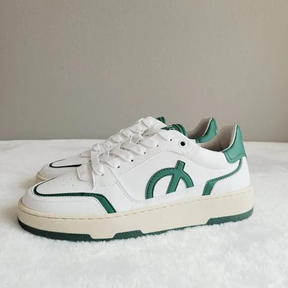 LOCI | Neo Low Top Casual Sneaker With Cork and Foam Insole in White &amp; Green