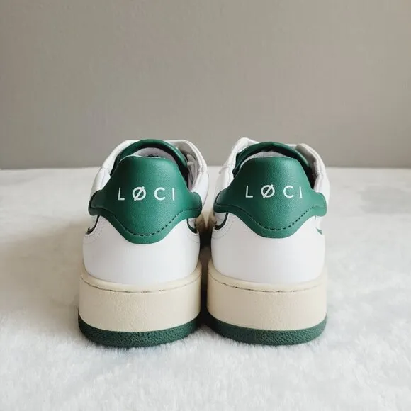 LOCI | Neo Low Top Casual Sneaker With Cork and Foam Insole in White &amp; Green