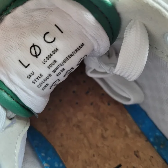 LOCI | Neo Low Top Casual Sneaker With Cork and Foam Insole in White &amp; Green