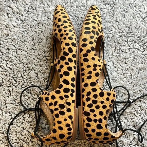 LOEFFLER RANDALL 7 &quot;&quot;AMBRA CHEETAH&quot;&quot; Real Fur Leopard Print Ballet Flat Shoes