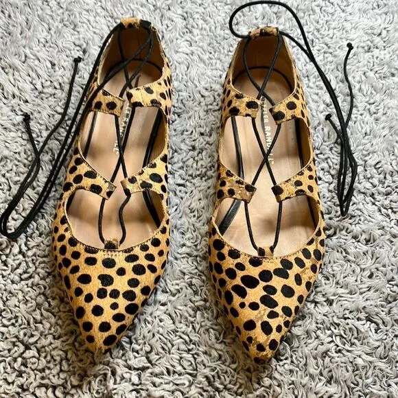 LOEFFLER RANDALL 7 &quot;&quot;AMBRA CHEETAH&quot;&quot; Real Fur Leopard Print Ballet Flat Shoes