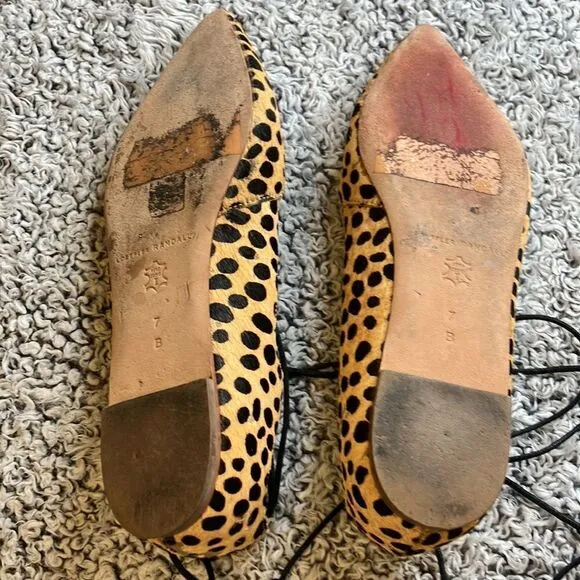 LOEFFLER RANDALL 7 &quot;&quot;AMBRA CHEETAH&quot;&quot; Real Fur Leopard Print Ballet Flat Shoes