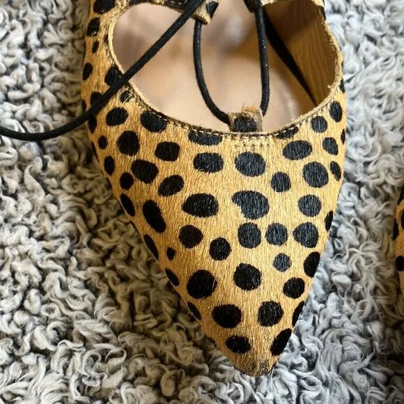 LOEFFLER RANDALL 7 &quot;&quot;AMBRA CHEETAH&quot;&quot; Real Fur Leopard Print Ballet Flat Shoes
