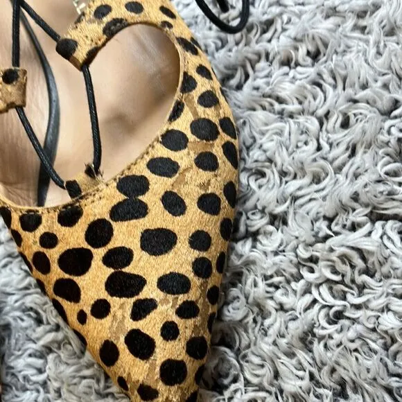 LOEFFLER RANDALL 7 &quot;&quot;AMBRA CHEETAH&quot;&quot; Real Fur Leopard Print Ballet Flat Shoes