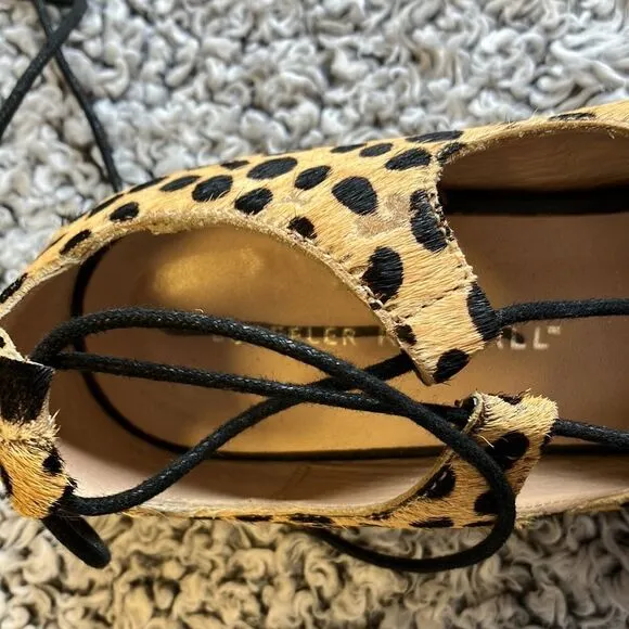 LOEFFLER RANDALL 7 &quot;&quot;AMBRA CHEETAH&quot;&quot; Real Fur Leopard Print Ballet Flat Shoes