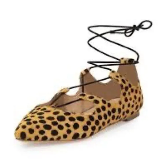 LOEFFLER RANDALL 7 &quot;&quot;AMBRA CHEETAH&quot;&quot; Real Fur Leopard Print Ballet Flat Shoes