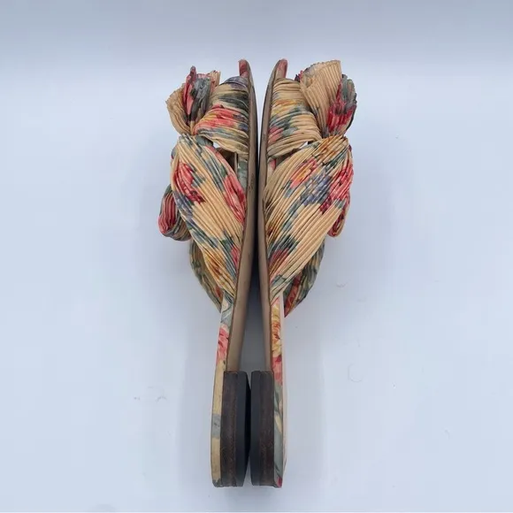 Loeffler Randall Daphne Pleated Knot Flat Sandals 9 Floral