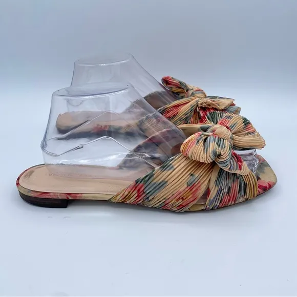 Loeffler Randall Daphne Pleated Knot Flat Sandals 9 Floral
