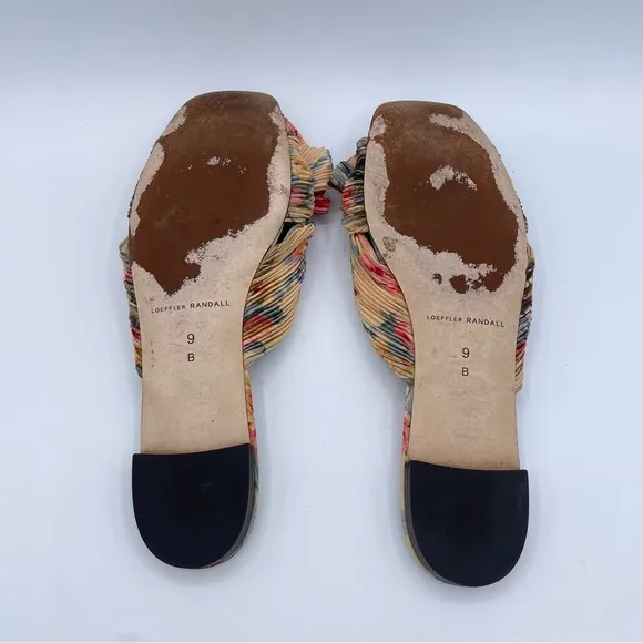 Loeffler Randall Daphne Pleated Knot Flat Sandals 9 Floral