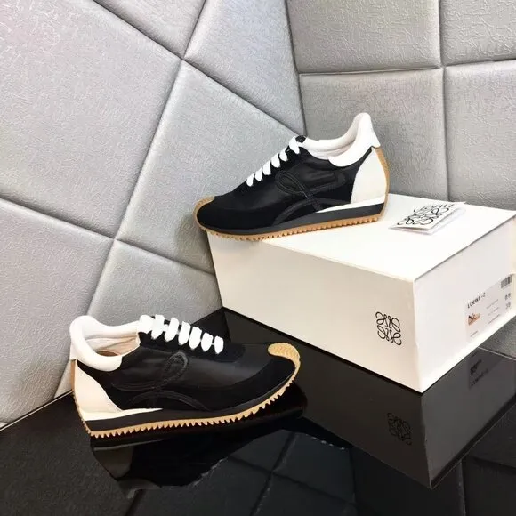 Loewe Flow Runner Black White Nylon Suede Luxury Shoes