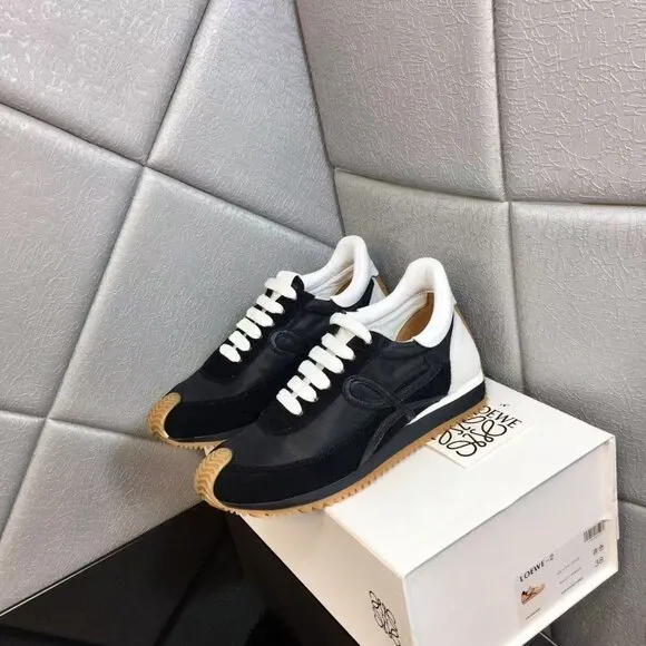 Loewe Flow Runner Black White Nylon Suede Luxury Shoes
