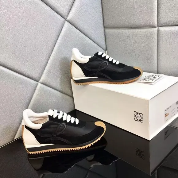 Loewe Flow Runner Black White Nylon Suede Luxury Shoes