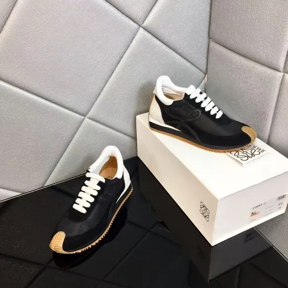 Loewe Flow Runner Black White Nylon Suede Luxury Shoes