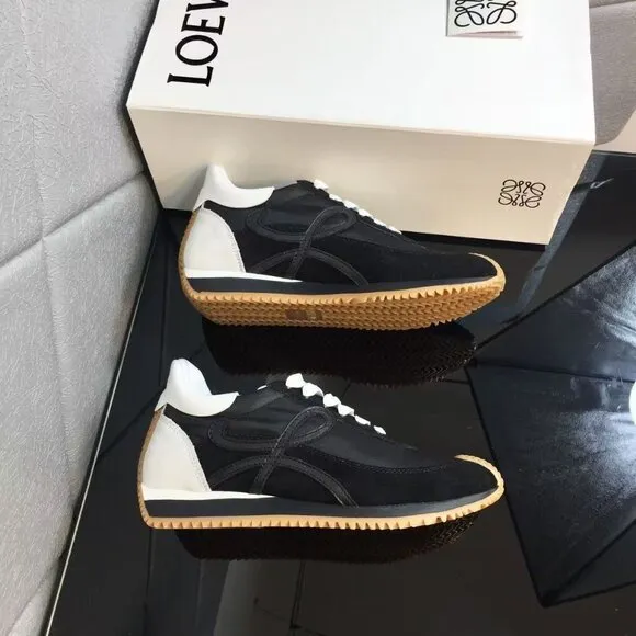 Loewe Flow Runner Black White Nylon Suede Luxury Shoes