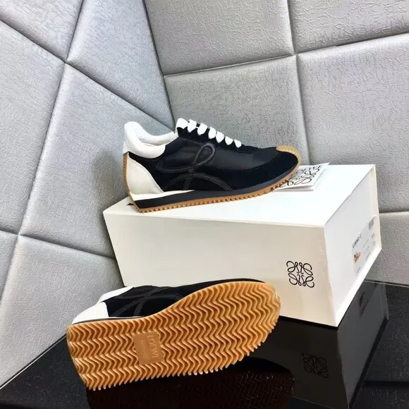 Loewe Flow Runner Black White Nylon Suede Luxury Shoes
