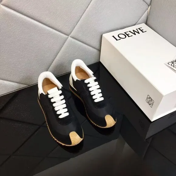 Loewe Flow Runner Black White Nylon Suede Luxury Shoes