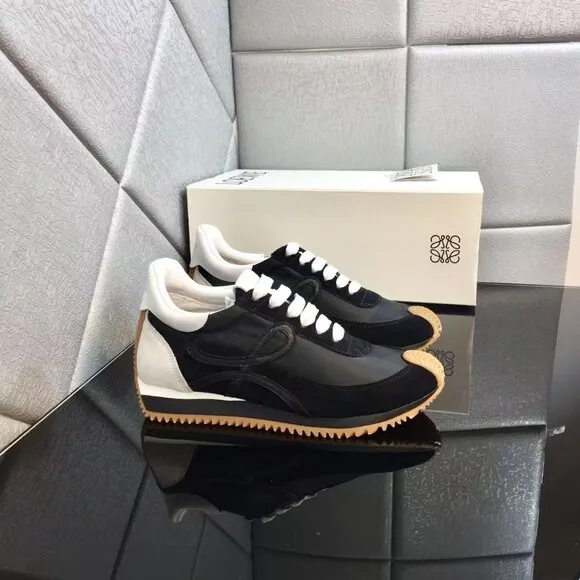 Loewe Flow Runner Black White Nylon Suede Luxury Shoes