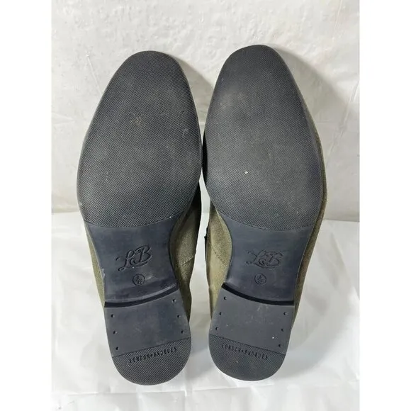London Brogue Mens Size 8  GREEN SUEDE SLIP ON SHOES DRIVING SHOE