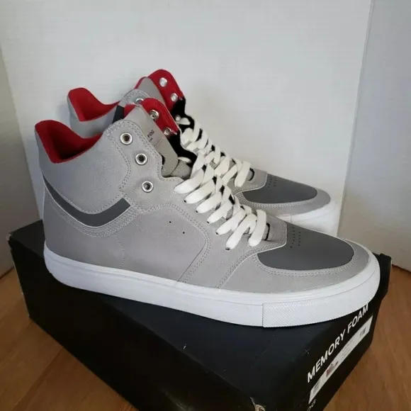 London Fog Men's Shoes High Top Size 11 Sneakers Blake Grey Lace Up Memory Foam