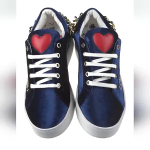 Love Moschino Blue and Red Heart Sneakers