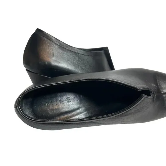 M Gemi Black Leather Cone Heeled Ankle Boots