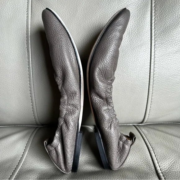 M. GEMI Italian Handcrafted Leather Ballets Flat Shoes Sz 36.5 US 6 Taupe Soft