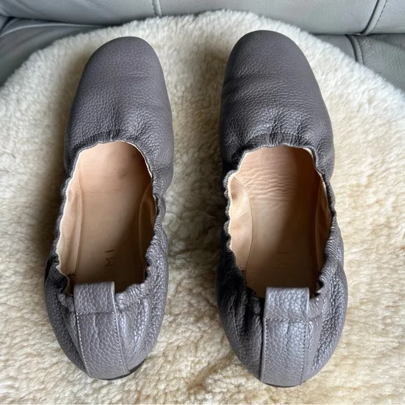 M. GEMI Italian Handcrafted Leather Ballets Flat Shoes Sz 36.5 US 6 Taupe Soft