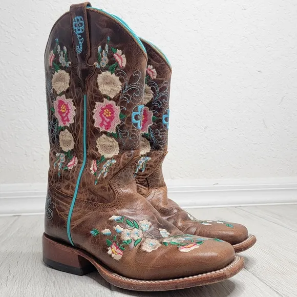 MACIE BEAN Girls' Honey Bunch Western Square Toe Boots In Tan 2.