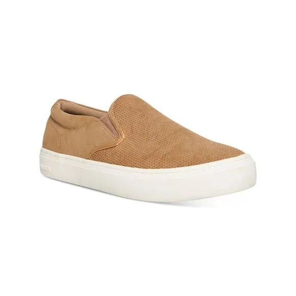 MADDEN Mens Beige Mixed Media Goring Aartis Round Toe Slip On Sneakers Shoes 8 M