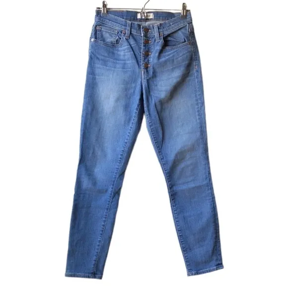 Madewell 9” high riser skinny skinny Button Fly crop jeans Sz 26