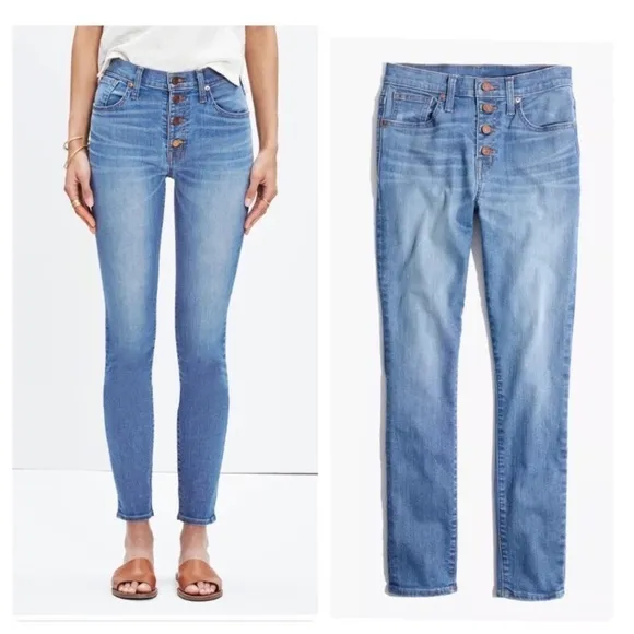Madewell 9” high riser skinny skinny Button Fly crop jeans Sz 26