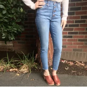 Madewell 9” high riser skinny skinny Button Fly crop jeans Sz 26