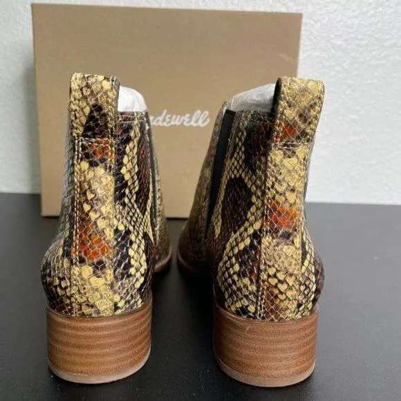 Madewell Womens Boots Size 6 Brown Cara Snakeskin Embossed Leather Chelsea