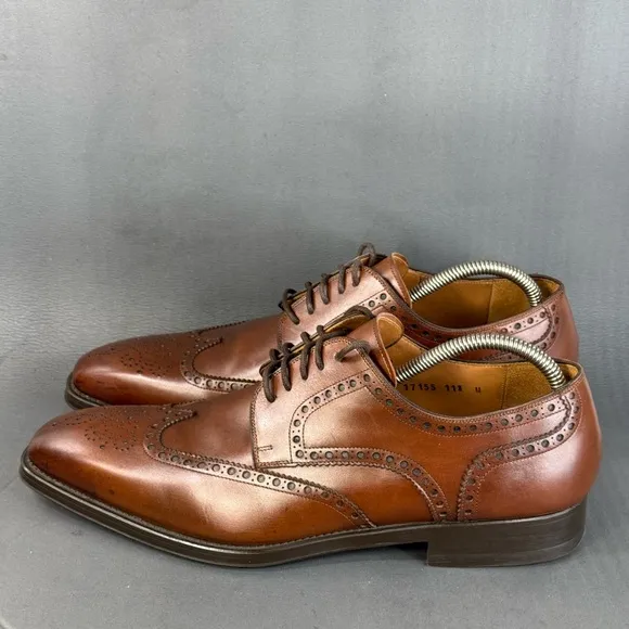 Magnanni Brown Leather Oxford Wingtip Shoes men’s size 11.5