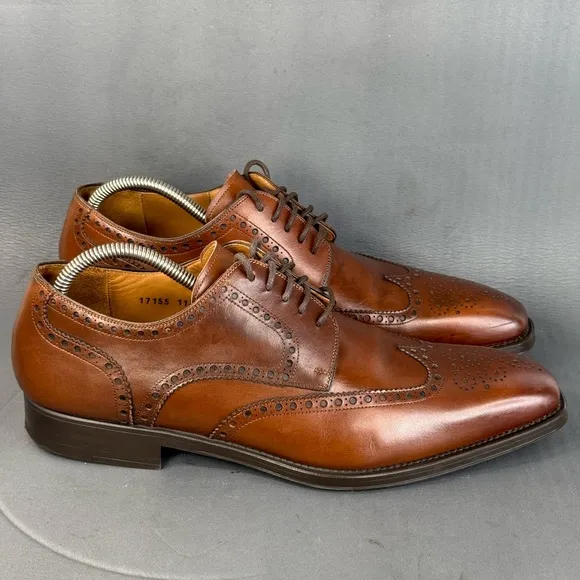 Magnanni Brown Leather Oxford Wingtip Shoes men’s size 11.5