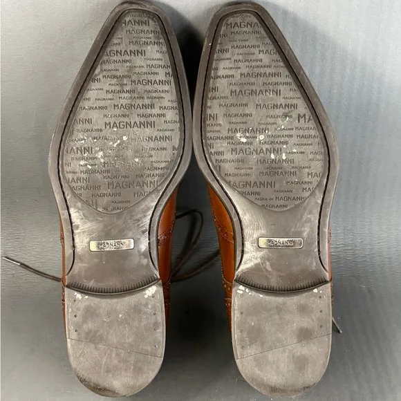 Magnanni Brown Leather Oxford Wingtip Shoes men’s size 11.5