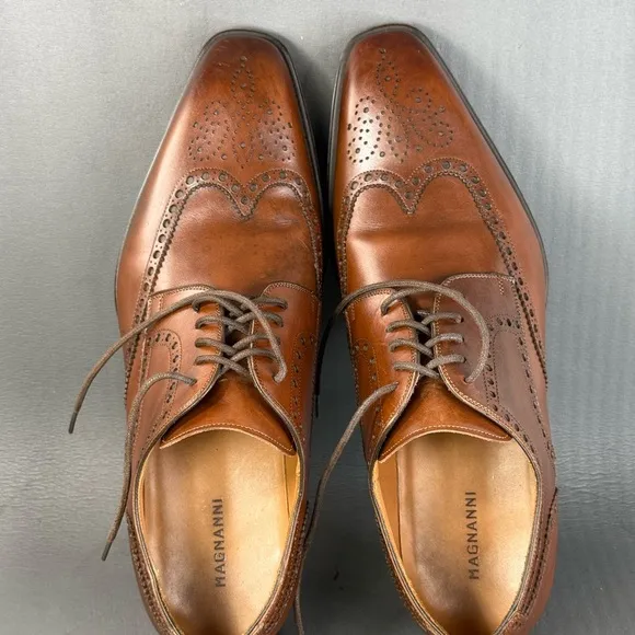 Magnanni Brown Leather Oxford Wingtip Shoes men’s size 11.5