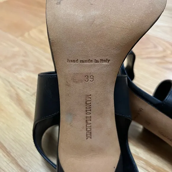 Manolo Blahnik Black Sling Back Sandals Size 39