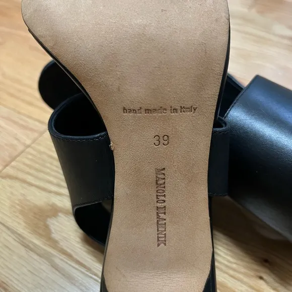 Manolo Blahnik Black Sling Back Sandals Size 39
