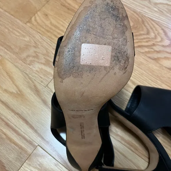 Manolo Blahnik Black Sling Back Sandals Size 39