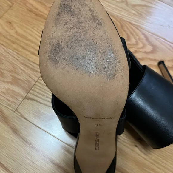 Manolo Blahnik Black Sling Back Sandals Size 39