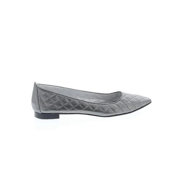 Manolo Blahnik Pewter Quilted Leather Flat Loafer Slip On Shoe EU 39.5 EUC