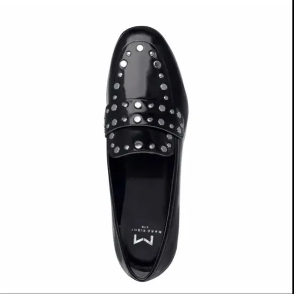 Marc Fisher Zimma Studded Loafer Flats |Marc Fisher Black Leather Flat Shoes 6.5